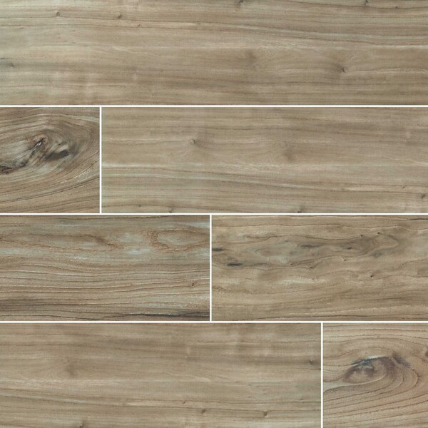 Catalina Teak 8 In. X 48 In. Polished Porcelain Floor And Wall Tile, 5PK